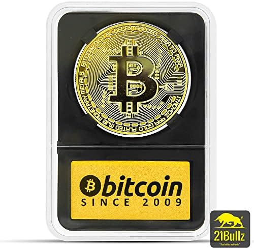 21 Bullz ביטקוין מטבע – מטבע זהב מפוארות מטבע להציג תיק פיזי – Bitcoin עם פרטים מדויקים – Cryptocurrency מטבעות עבור