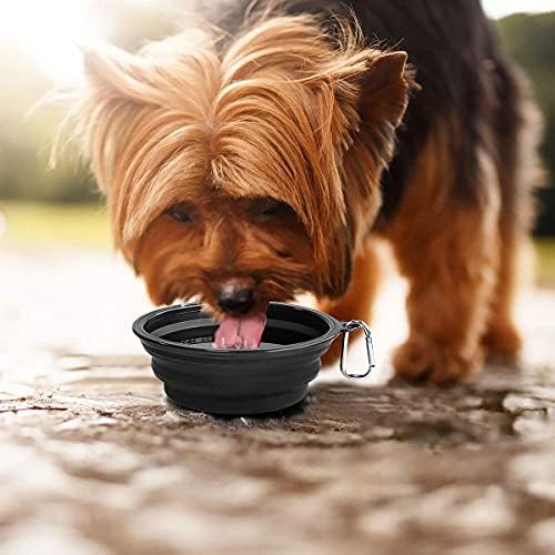 מתקפל הכלב קערות Pack 2, סיליקון באיכות מזון BPA Free, מתקפל להרחבה כוס צלחת מזון לחתולים לחיות מחמד מים האכלה נייד