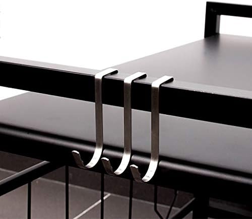 LIZI מתלים 201 נירוסטה במטבח מדף 2 שכבה שולחן עבודה, מיקרוגל/תנור אחסון מתלה שחור אורך 53/58cm (גודל : 54 סנטימטר)
