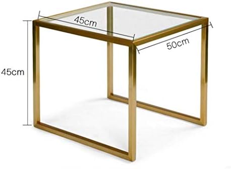 שולחן מרובע,זהב, זכוכית בסלון יצירתי הספה לצד מרפסת שולחן Multifuncti onBedroom Decorati onCoffee השולחן (גודל:504545cm)